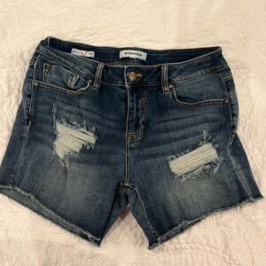 Vigoss, distressed, dark blue, jean shorts, size 27